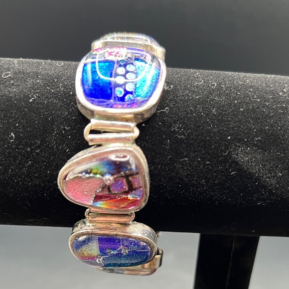 Sterling Silver Bracelet with Multicolored Stones - Picture 4 of 7